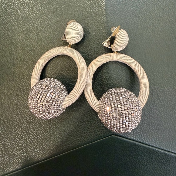 Oscar de la Renta silver clip on earrings